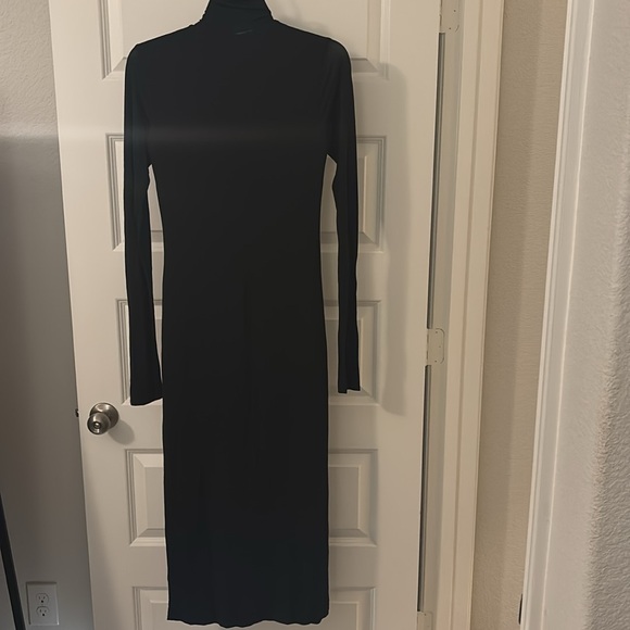 Ramy Brook Classic Black Heidi bodycon dress high neck shimmer lining SZ SM NWT - Picture 2 of 14